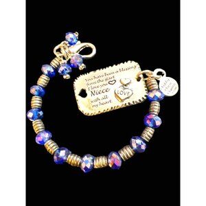Chubby Chico Charms Handmade Blue & Silver Beaded NIECE Bracelet